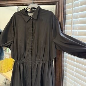 Anthropologie Black Dolman Sleeve Notched Collar Dress